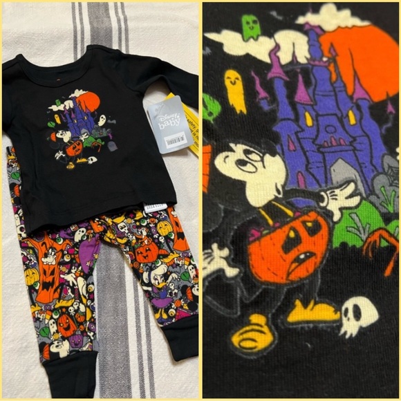 Baby pajamas NEW FALL Disney MICKEY Mouse 3 6 9 M Halloween pj sleep set baby - Picture 1 of 8
